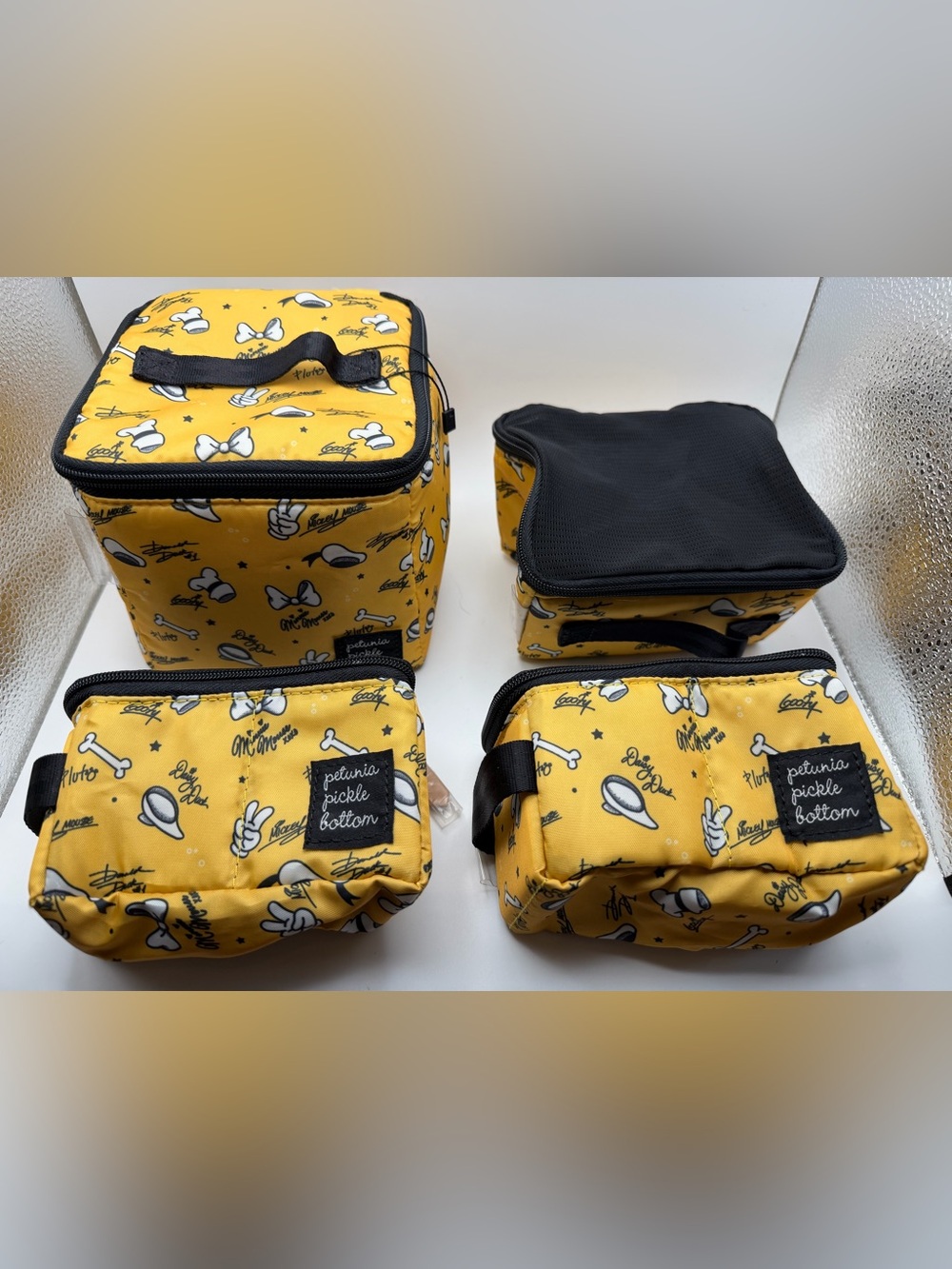 Disney Mickey And Friends Yellow Petunia Pickle Bottom 4pc Packing Cube Set